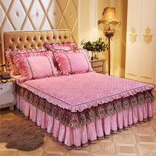 Load image into Gallery viewer, 160X200cm Fleece Quilted Bedspread Bedskirt Twin Queen King size Bed sets Bedsheet Bed cover parure de lit adulte ropa de cama