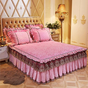 160X200cm Fleece Quilted Bedspread Bedskirt Twin Queen King size Bed sets Bedsheet Bed cover parure de lit adulte ropa de cama