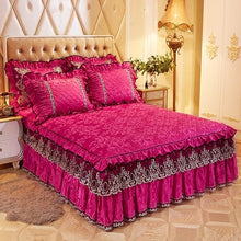 Load image into Gallery viewer, 160X200cm Fleece Quilted Bedspread Bedskirt Twin Queen King size Bed sets Bedsheet Bed cover parure de lit adulte ropa de cama