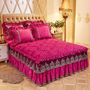 160X200cm Fleece Quilted Bedspread Bedskirt Twin Queen King size Bed sets Bedsheet Bed cover parure de lit adulte ropa de cama