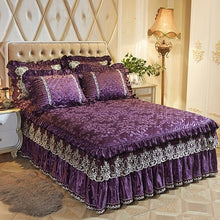 Load image into Gallery viewer, 160X200cm Fleece Quilted Bedspread Bedskirt Twin Queen King size Bed sets Bedsheet Bed cover parure de lit adulte ropa de cama