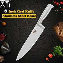 Load image into Gallery viewer, XYj Stainless Steel Kitchen Knife Set Chef Bread Slicing Santoku Utility Paring Knives Stainless Steel Knife Holder Stand