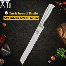 Load image into Gallery viewer, XYj Stainless Steel Kitchen Knife Set Chef Bread Slicing Santoku Utility Paring Knives Stainless Steel Knife Holder Stand