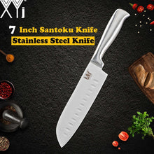 Load image into Gallery viewer, XYj Stainless Steel Kitchen Knife Set Chef Bread Slicing Santoku Utility Paring Knives Stainless Steel Knife Holder Stand