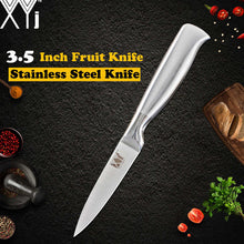 Load image into Gallery viewer, XYj Stainless Steel Kitchen Knife Set Chef Bread Slicing Santoku Utility Paring Knives Stainless Steel Knife Holder Stand