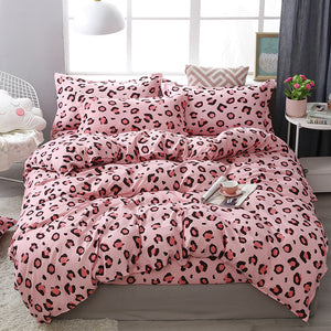 3/4pcs/Set Leopard Pink Comforter Bedding Sets Cotton Duvet Cover Set Pillowcase Bed Linen Linings Home Textile