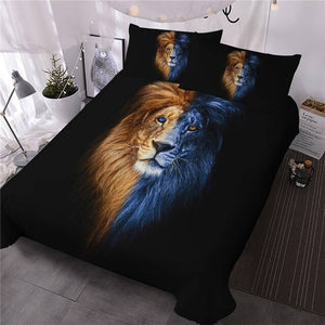 BlessLiving Male Lion Bedding Set Artistic Duvet Cover Wild Animal Bed Covers King Size 3pcs Bed Set Yin and Yang Home Textiles