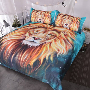 BlessLiving Male Lion Bedding Set Artistic Duvet Cover Wild Animal Bed Covers King Size 3pcs Bed Set Yin and Yang Home Textiles