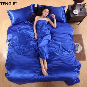 HOT! 100% pure satin silk bedding set,Home Textile King size bed set,bedclothes,duvet cover flat sheet pillowcases Wholesale