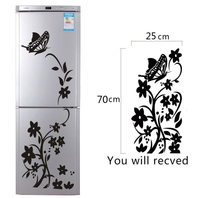 High Quality Creative Refrigerator Black Sticker Butterfly Pattern Wall Stickers Home Decoration Kitchen Wall Art Mural Decor