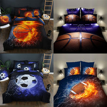 Load image into Gallery viewer, 1 Set 3D Printing 2/3Pcs Sport Series Soft Duvet Pillow Cover Football Basketball Rugby Bedding Sets Bedclothes Boy Gift Textile