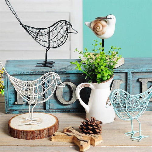 Artificial Metal Wire Iron Bird Model Miniature Figurines Home Decoration Craft maison Xmas Wedding Birthday Gift For Friends