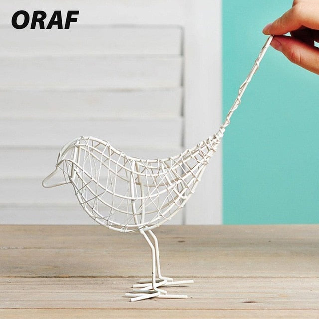 Artificial Metal Wire Iron Bird Model Miniature Figurines Home Decoration Craft maison Xmas Wedding Birthday Gift For Friends