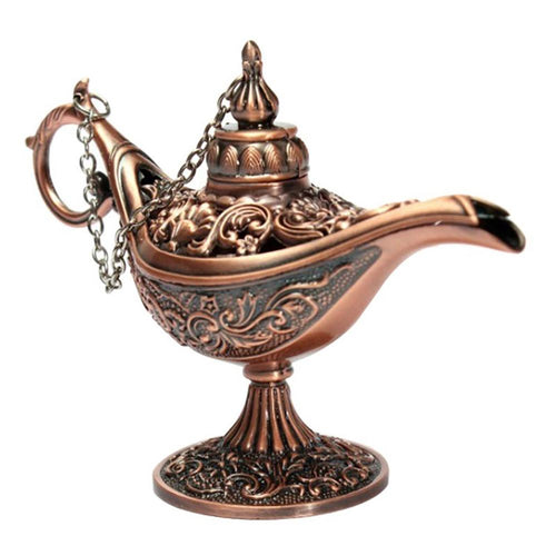 Vintage Aladdin Lamp Tea Pot Zinc Alloy Office Home Desktop Decor Collection Stove Home Creative Aromatherapy