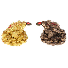 Load image into Gallery viewer, Tabletop Ornaments Lucky Gifts Feng Shui Toad Money LUCKY Fortune Wealth Chinese Golden Frog Toad Coin Home Office Decoration