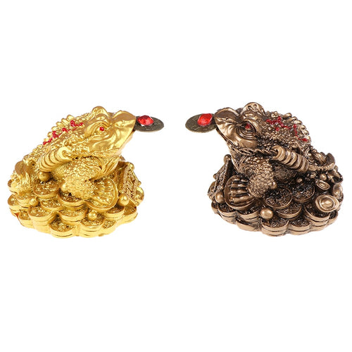 Tabletop Ornaments Lucky Gifts Feng Shui Toad Money LUCKY Fortune Wealth Chinese Golden Frog Toad Coin Home Office Decoration