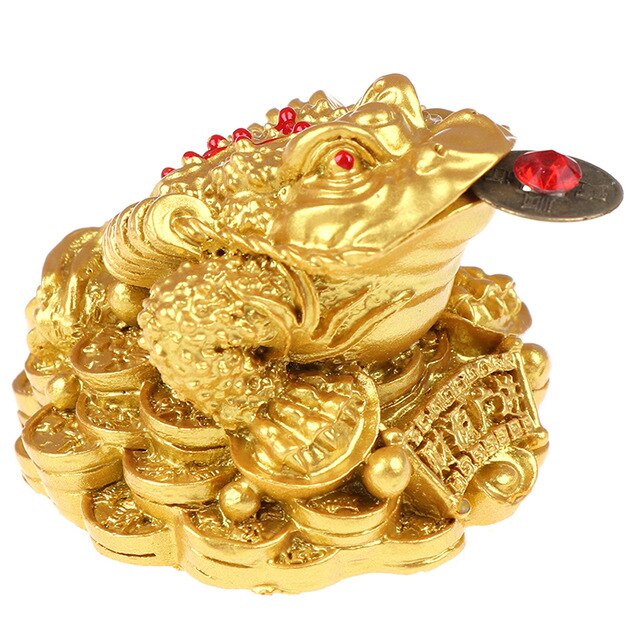 Tabletop Ornaments Lucky Gifts Feng Shui Toad Money LUCKY Fortune Wealth Chinese Golden Frog Toad Coin Home Office Decoration