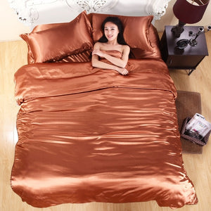 41HOT! 100% pure satin silk bedding set,Home Textile King size bed set,bedclothes,duvet cover flat sheet pillowcases Wholesale