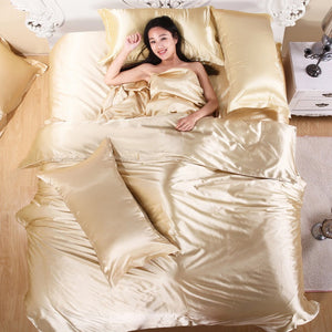 41HOT! 100% pure satin silk bedding set,Home Textile King size bed set,bedclothes,duvet cover flat sheet pillowcases Wholesale