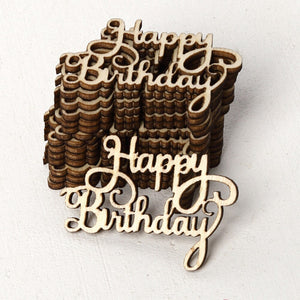 15Pcs "Happy Birthday" Laser Cut Wooden Slice Handcraft Letter Carving Wood Crafts Hanging Ornaments Home Decoration