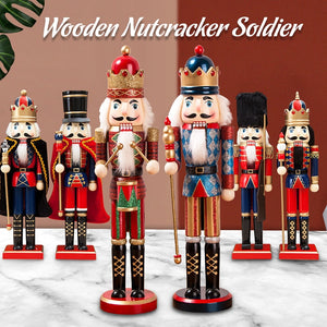 38cm Wooden Nutcracker Doll Puppet Figurines Soldier Christmas Decor Child Kids Gift Office Ornaments Home Decoration