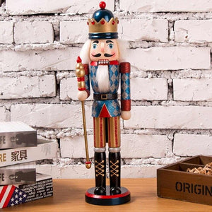 38cm Wooden Nutcracker Doll Puppet Figurines Soldier Christmas Decor Child Kids Gift Office Ornaments Home Decoration