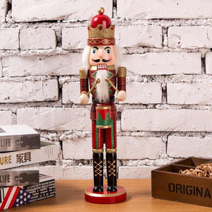 38cm Wooden Nutcracker Doll Puppet Figurines Soldier Christmas Decor Child Kids Gift Office Ornaments Home Decoration