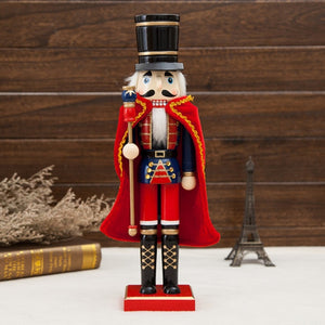 38cm Wooden Nutcracker Doll Puppet Figurines Soldier Christmas Decor Child Kids Gift Office Ornaments Home Decoration