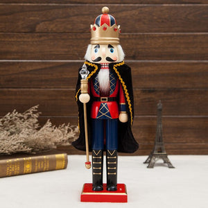 38cm Wooden Nutcracker Doll Puppet Figurines Soldier Christmas Decor Child Kids Gift Office Ornaments Home Decoration