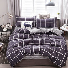 Load image into Gallery viewer, Solstice Home Textile Dark Gray Bedding Set Geometric Plaid Simple Duvet Cover Flat Sheet Pillowcase Adult Teenage Man Bed Linen