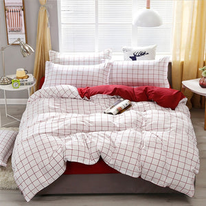 Solstice Home Textile Dark Gray Bedding Set Geometric Plaid Simple Duvet Cover Flat Sheet Pillowcase Adult Teenage Man Bed Linen