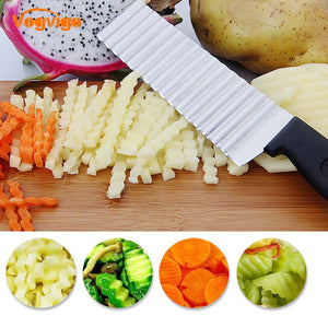 SEAAN Potato French FryVegetable Cutter Knives Stainless Steel Kitchen Tool Wave Knife Chopper Serrated Blade Carrot Slicer