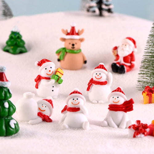 Fairy Garden Toys Santa Claus Snowman Christmas tree Ornaments Small Statue Figurines Crafts Christmas Xmas Home Decoration 1PC