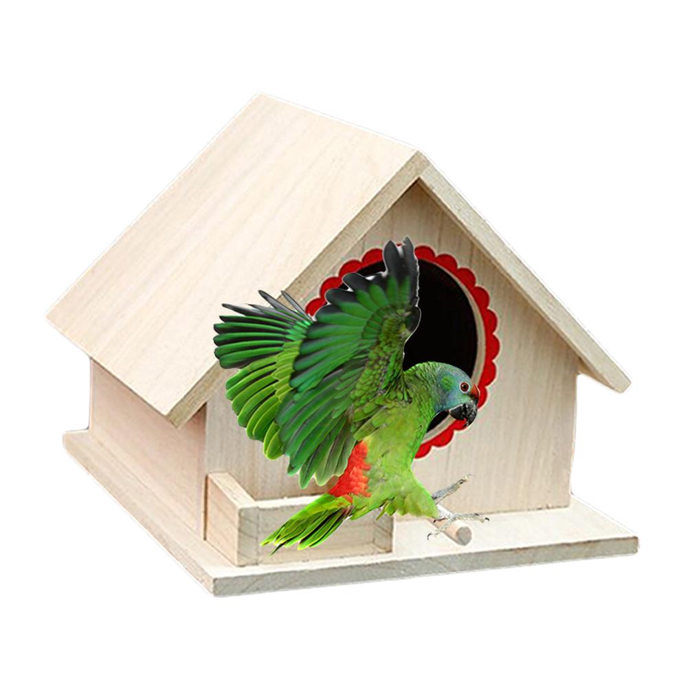 Bird Pet Nest Wooden Birdhouse Small Outdoor Garden Parrot Bird Nest Wooden Bird House Bird Cage Pet Supplies