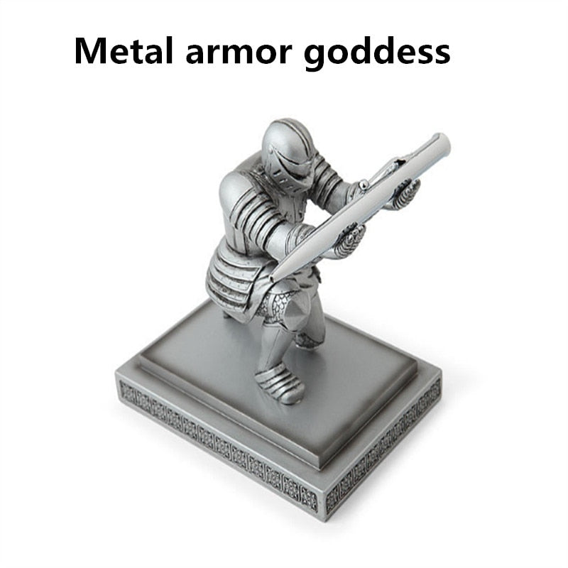 Personalized Soldier Knight Shaped Pen Holder Hero Model Pencil Stand for Office Home Decoration Desktop Figurine Decor Kid Gift
