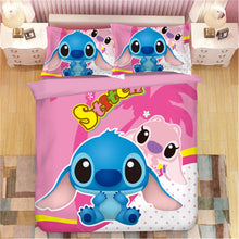 Load image into Gallery viewer, Home Textile Cartoon Stitch Bedding Set Children High Quality Duvet Cover Pillowcases Twin Full Queen King Blue 3d Bedclothes