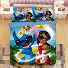 Load image into Gallery viewer, Home Textile Cartoon Stitch Bedding Set Children High Quality Duvet Cover Pillowcases Twin Full Queen King Blue 3d Bedclothes