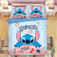 Load image into Gallery viewer, Home Textile Cartoon Stitch Bedding Set Children High Quality Duvet Cover Pillowcases Twin Full Queen King Blue 3d Bedclothes