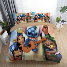 Load image into Gallery viewer, Home Textile Cartoon Stitch Bedding Set Children High Quality Duvet Cover Pillowcases Twin Full Queen King Blue 3d Bedclothes