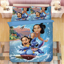 Load image into Gallery viewer, Home Textile Cartoon Stitch Bedding Set Children High Quality Duvet Cover Pillowcases Twin Full Queen King Blue 3d Bedclothes