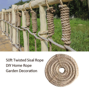 50ft Twisted Sisal Rope DIY Home Rope Garden Decoration 6MM For Pet Cat Anti-grab Toys, Cat Climbing Frames