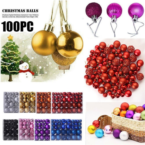 30/60mm Christmas Xmas Tree Ball Bauble Hanging Home Party Ornament Decor 24/100PC Décoration de noël