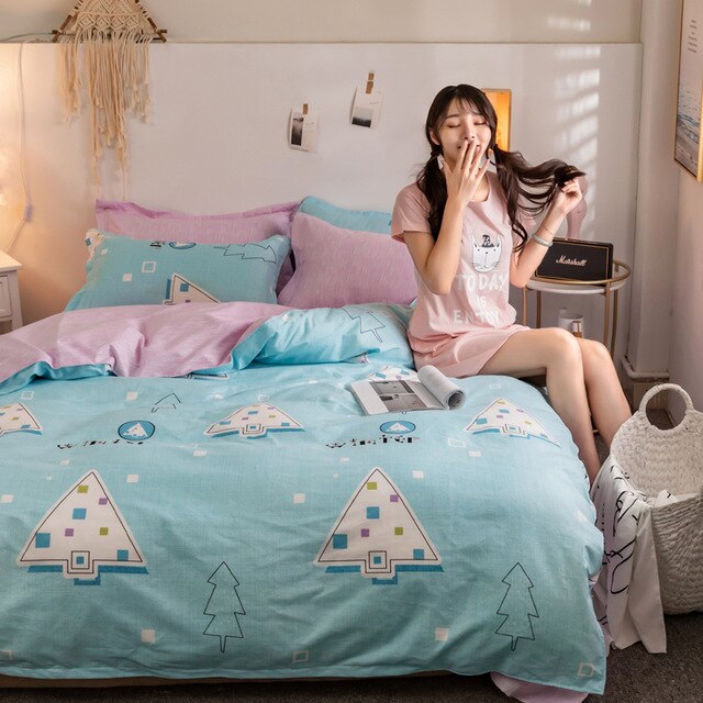 Brief Printed Bedding Set Soft Home Textile Twin Full Queen Size 3pcs For Kids Teens Adults