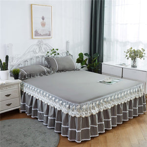 3PCS Thickened Lace Bed Skirt Graceful Bedspread Fitted Sheet Home textile Bedroom Mattress Cover Skirt+Pillowcase Wedding  Gift