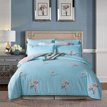 Load image into Gallery viewer, Hot Sale Soft Cotton And Linen Bedding Set Grey Flower Printing Duvet Cover SIngle Twin Full Queen Size Home Textiles For Adults