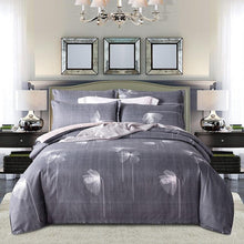 Load image into Gallery viewer, Hot Sale Soft Cotton And Linen Bedding Set Grey Flower Printing Duvet Cover SIngle Twin Full Queen Size Home Textiles For Adults