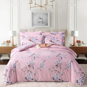 Hot Sale Soft Cotton And Linen Bedding Set Grey Flower Printing Duvet Cover SIngle Twin Full Queen Size Home Textiles For Adults