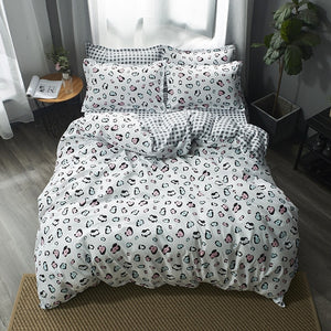 2019 Autumn grey star bedding set Pastoral style duvet cover set flat sheet fish bed linen leopard bed set AB side home textile