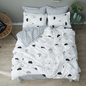 2019 Autumn grey star bedding set Pastoral style duvet cover set flat sheet fish bed linen leopard bed set AB side home textile