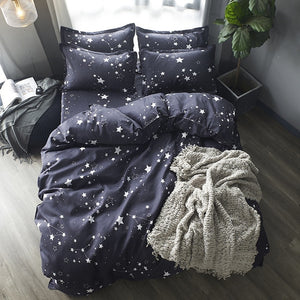 2019 Autumn grey star bedding set Pastoral style duvet cover set flat sheet fish bed linen leopard bed set AB side home textile